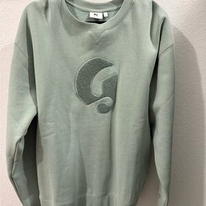 Glossier Mint Sage Crewneck Sweatshirt with Textured G Emblem
